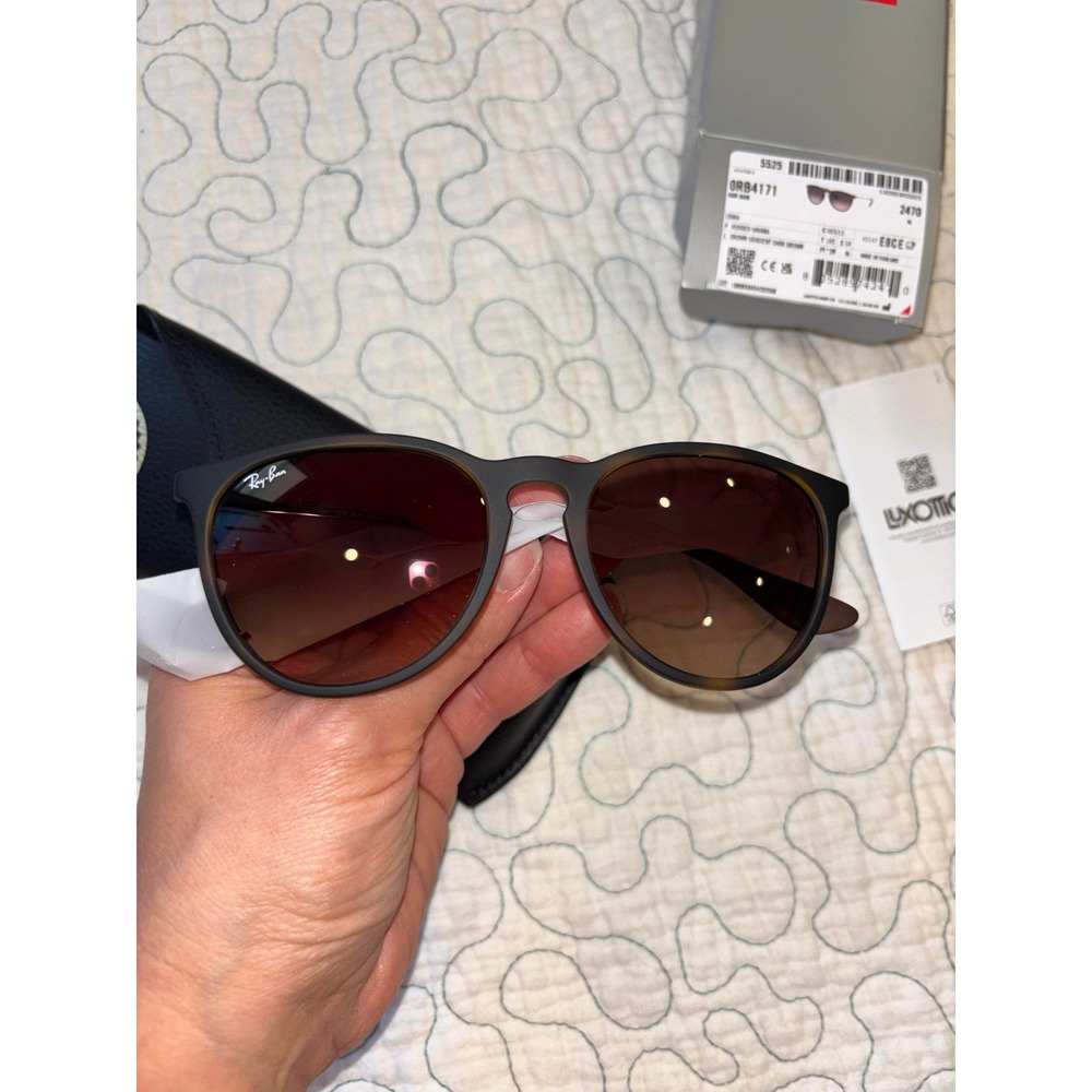 Ray-Ban Erika RB4171 Sunglasses Rubber Havana Brown Gradient 54mm NEW
